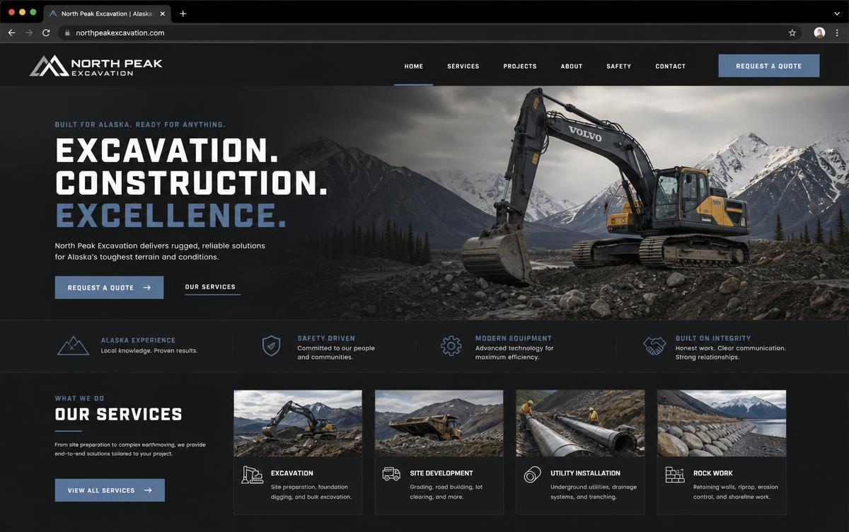 North Peak Excavation website concept preview
