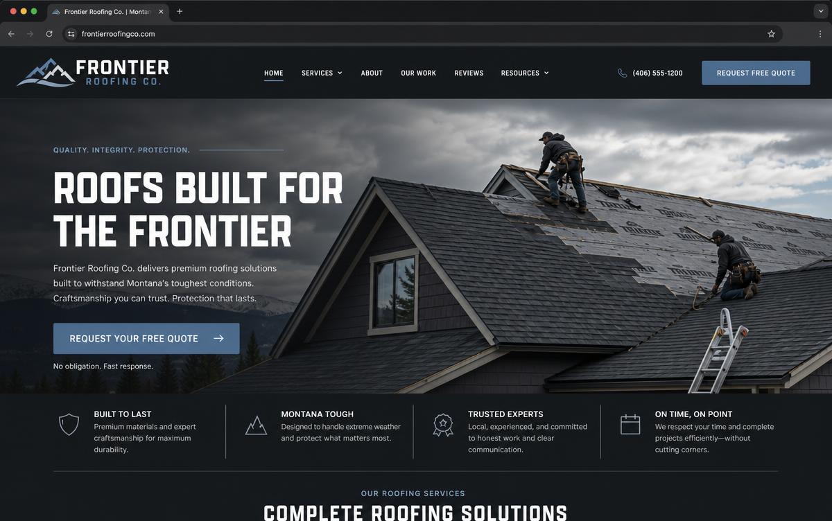 Frontier Roofing Co. website concept preview
